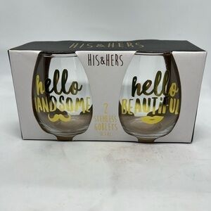 The Jay Company Bride & Groom Stemless Wine Glass Set.